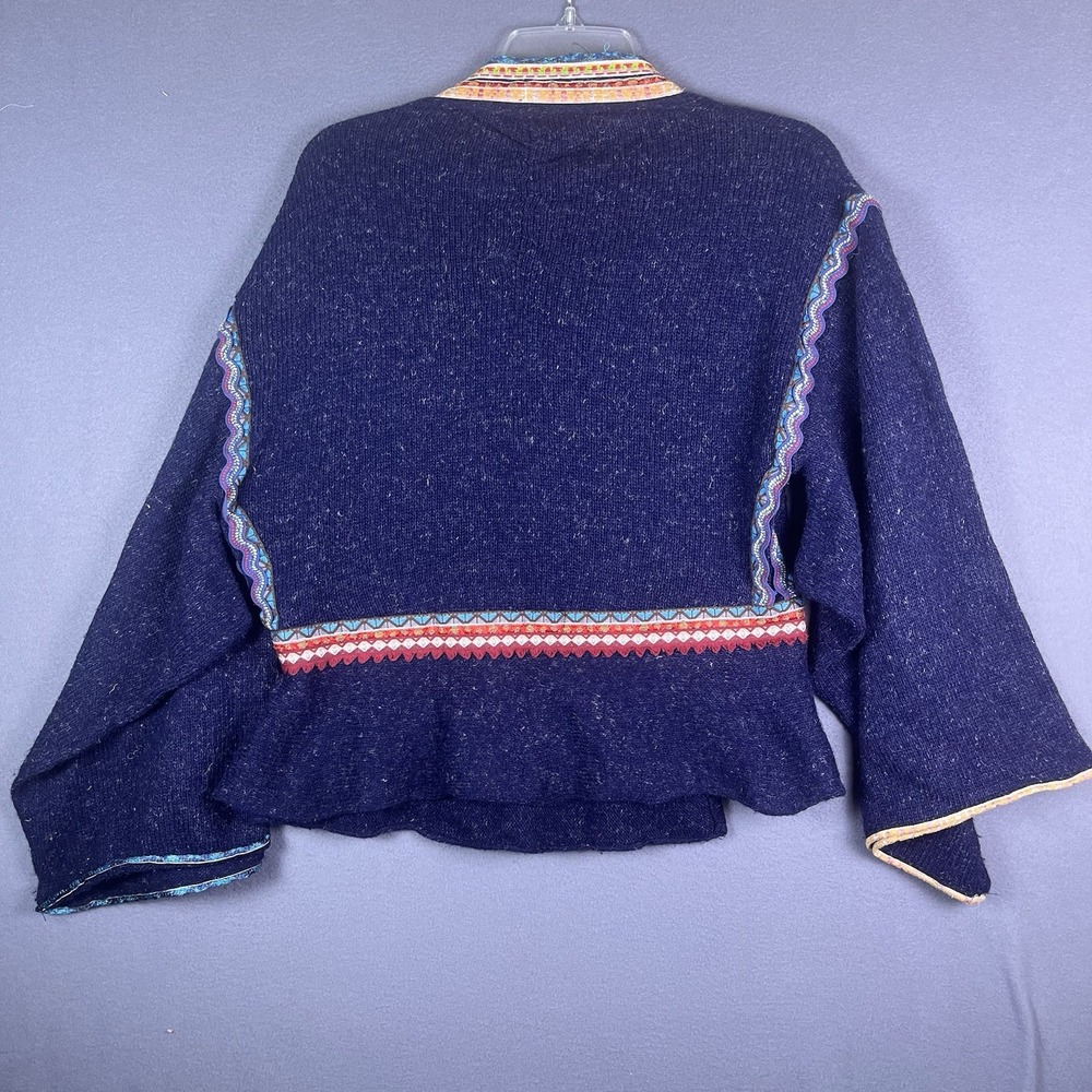 MOTH ANTHROPOLOGIE Ribbon Trim Hippie Bohemian Wrap Sweater M Alpaca blend - Picture 5 of 5